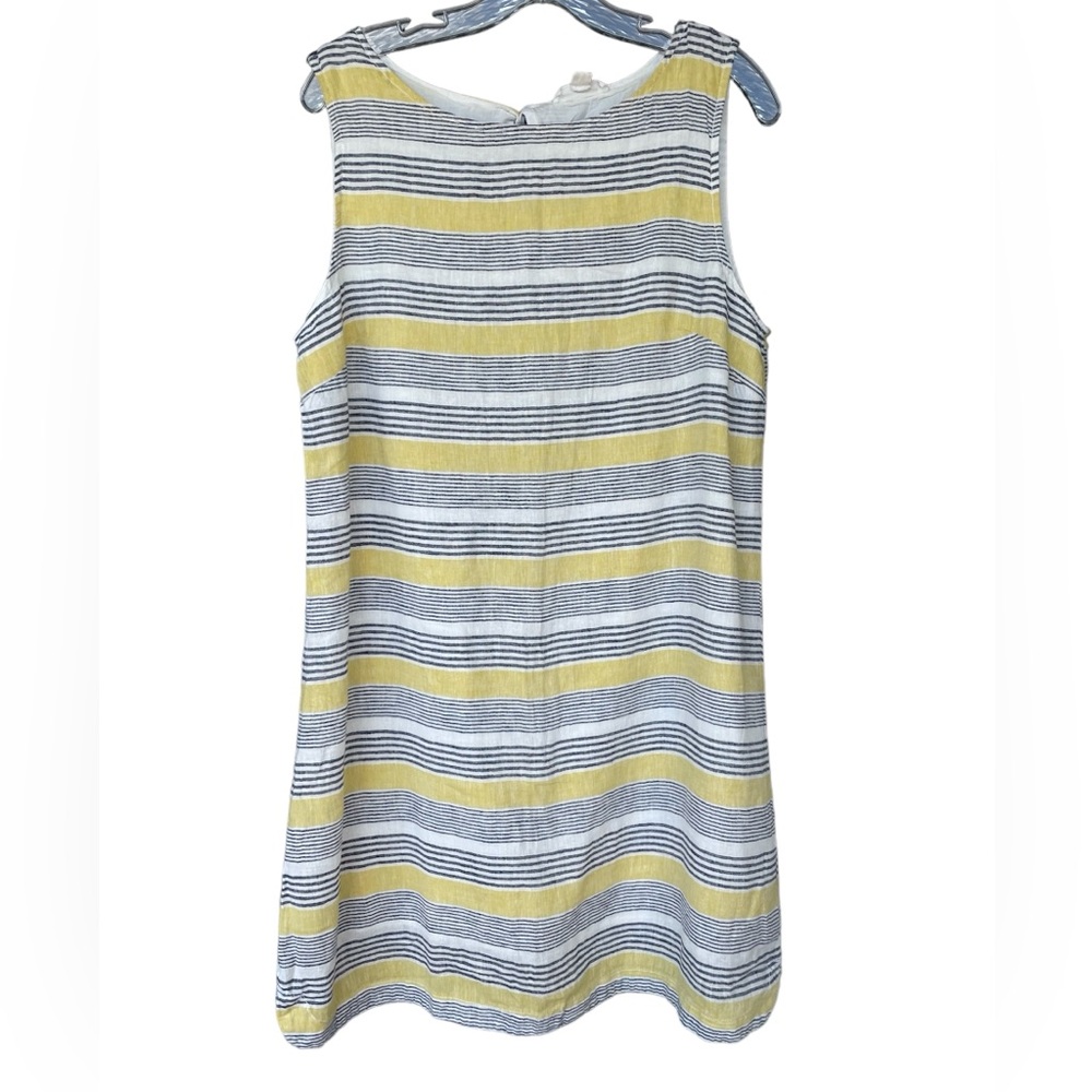 Striped Linen & Cotton sleeveless shift dress